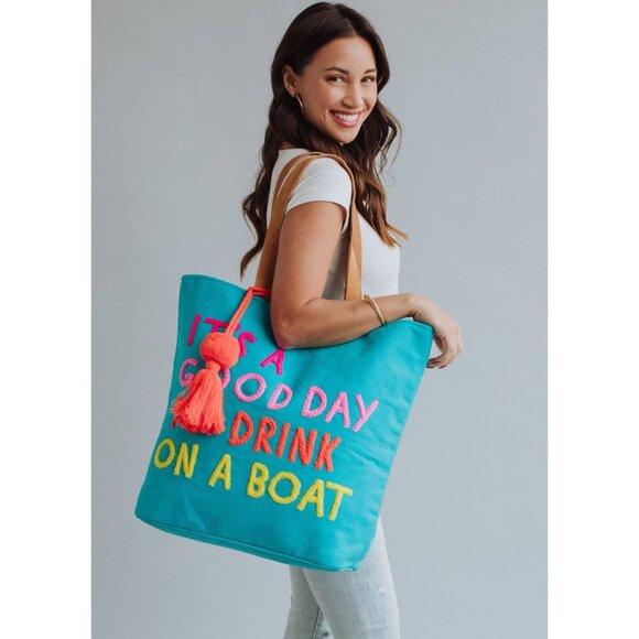 Blue Drink On A Boat Tote - Picture 8 of 8